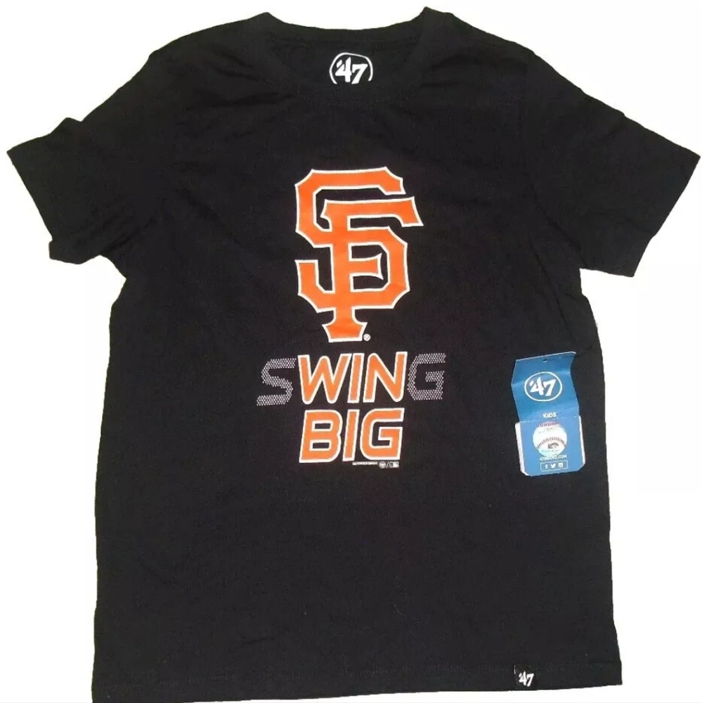 San Francisco Giants Swing Win Big Kids Youth 47 Brand T-Shirt sz Small New Mlb